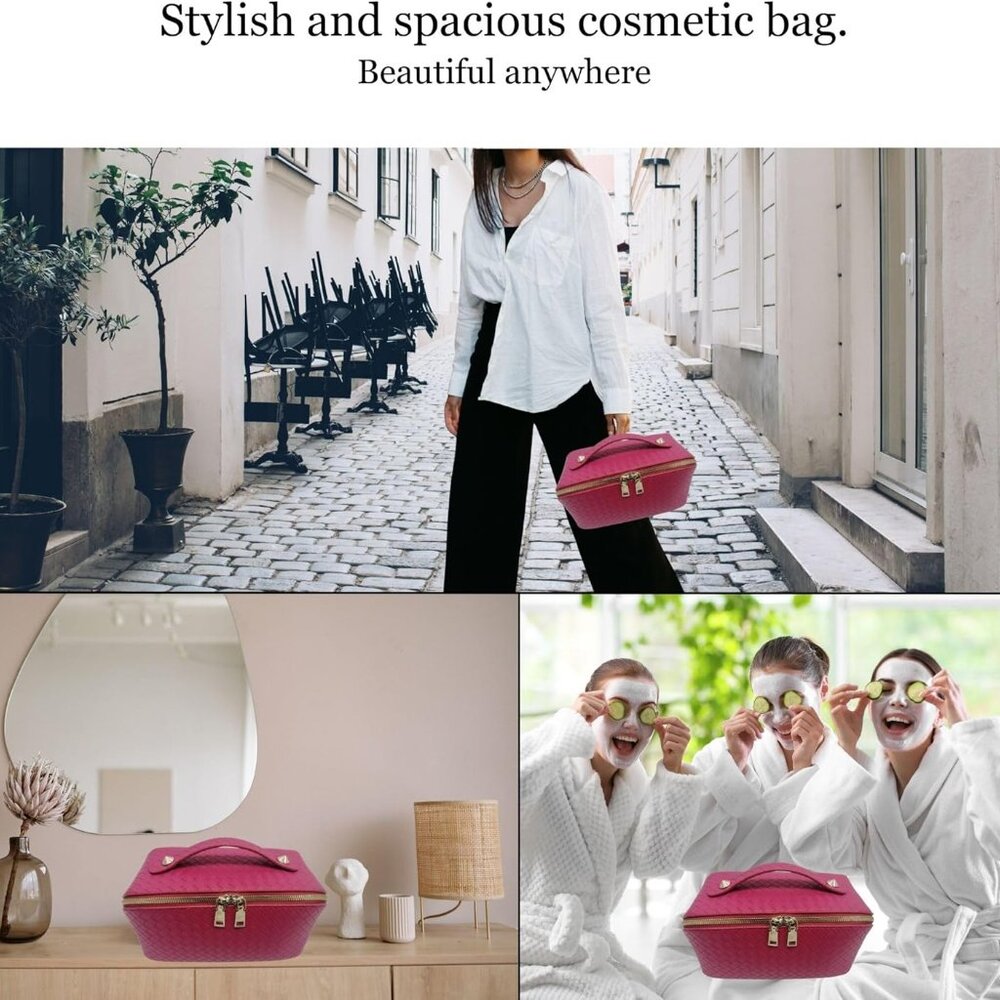 NWT  Li&Ko Travel Makeup Bag, Large Travel  Waterproof Cosmetic bag, Top Handle - Picture 6 of 6